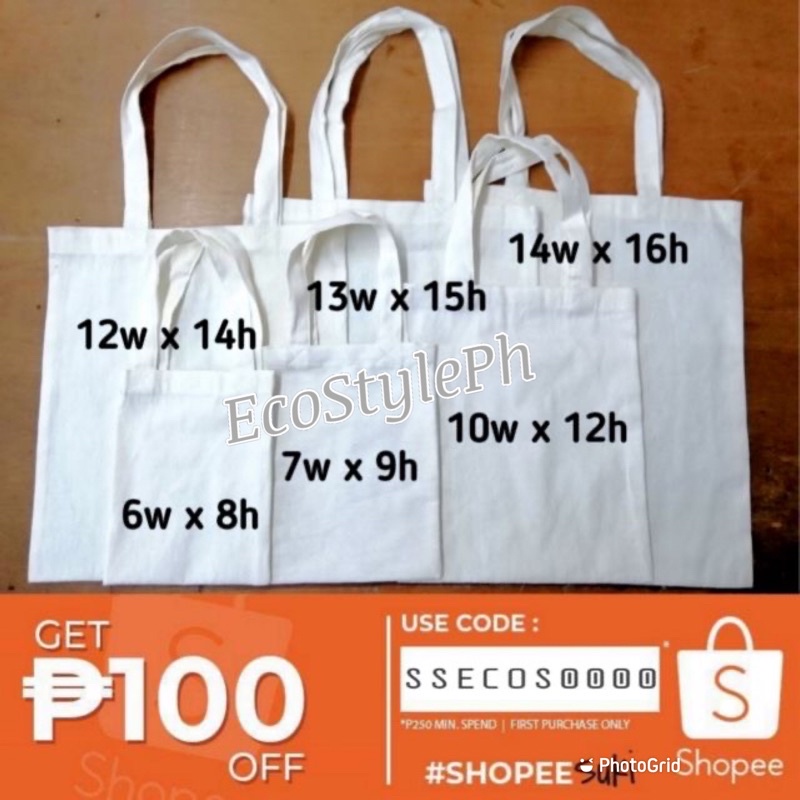 Canvas Tote Bag Canvas Bag PLAIN Ecostyleph Las Pinas Shopee 