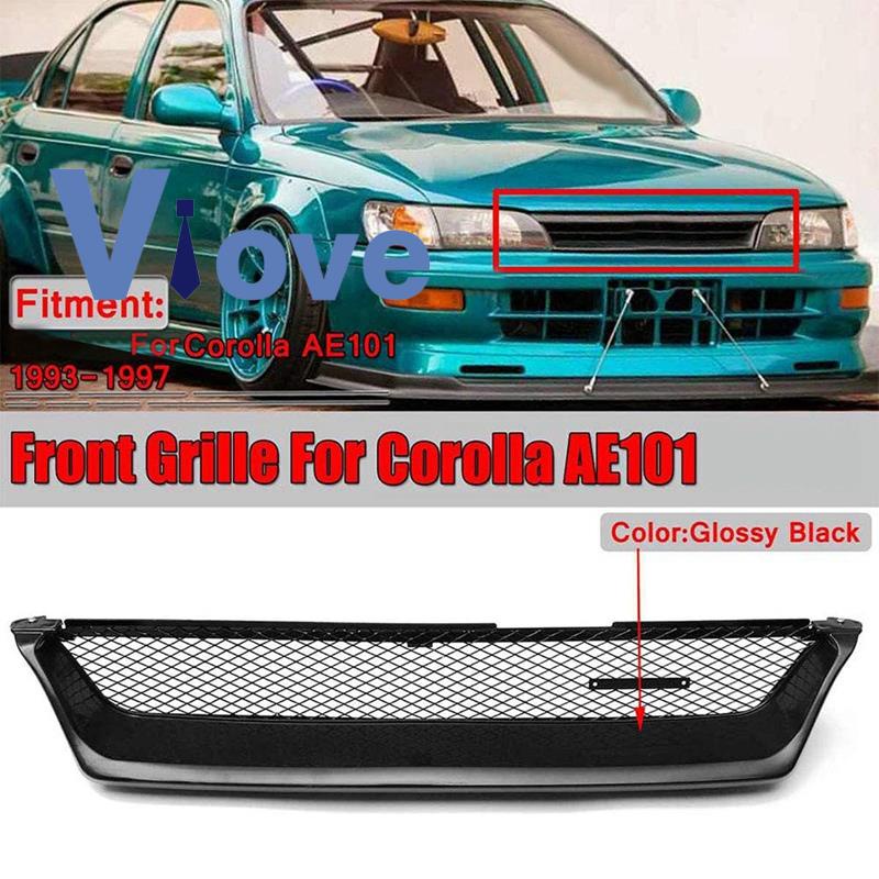 Car Front Bumper Mesh Grill Grille Gloss Black Racing Grills for Toyota