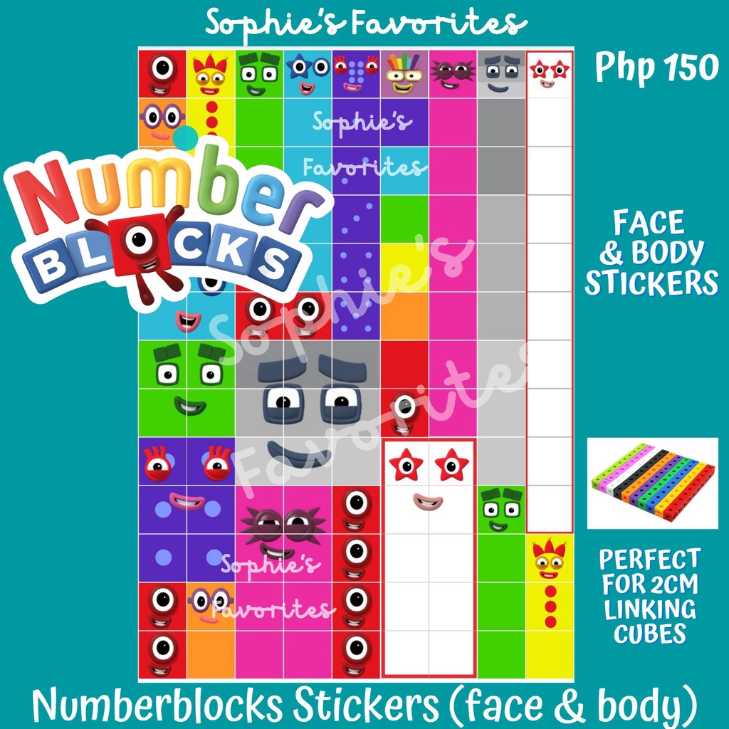 30 Stickers of Numberblocks - face & body - Glossy Sticker for Linking ...