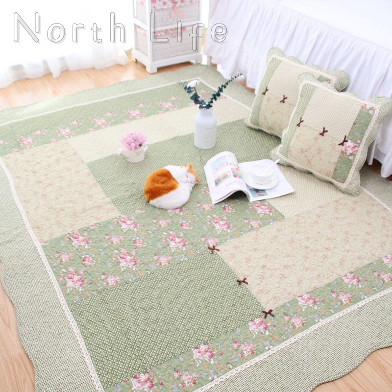 Vintage Patchwork Cotton Quilted Mat Country Style Home Carpet Non ...