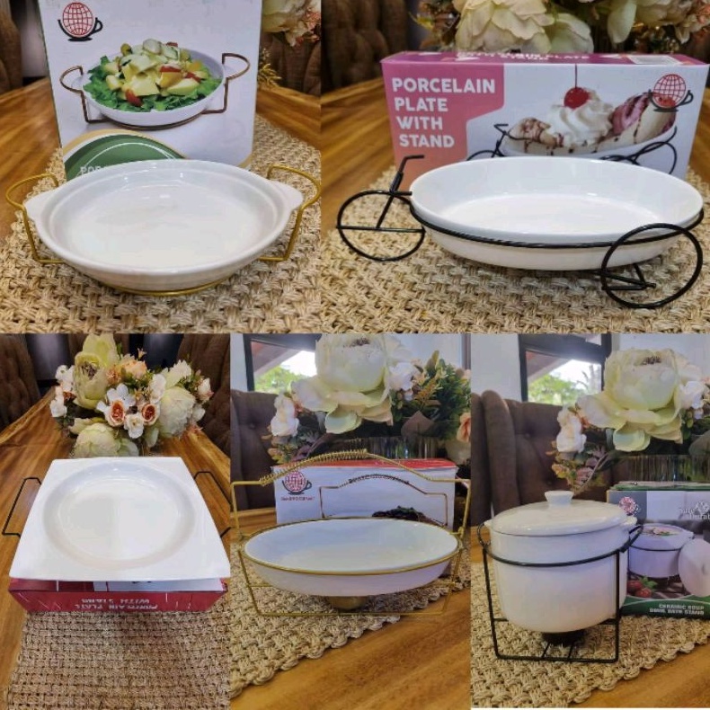 Stackable ceramic platter with steel stand LOW PRICE GUARANTEED3 ...