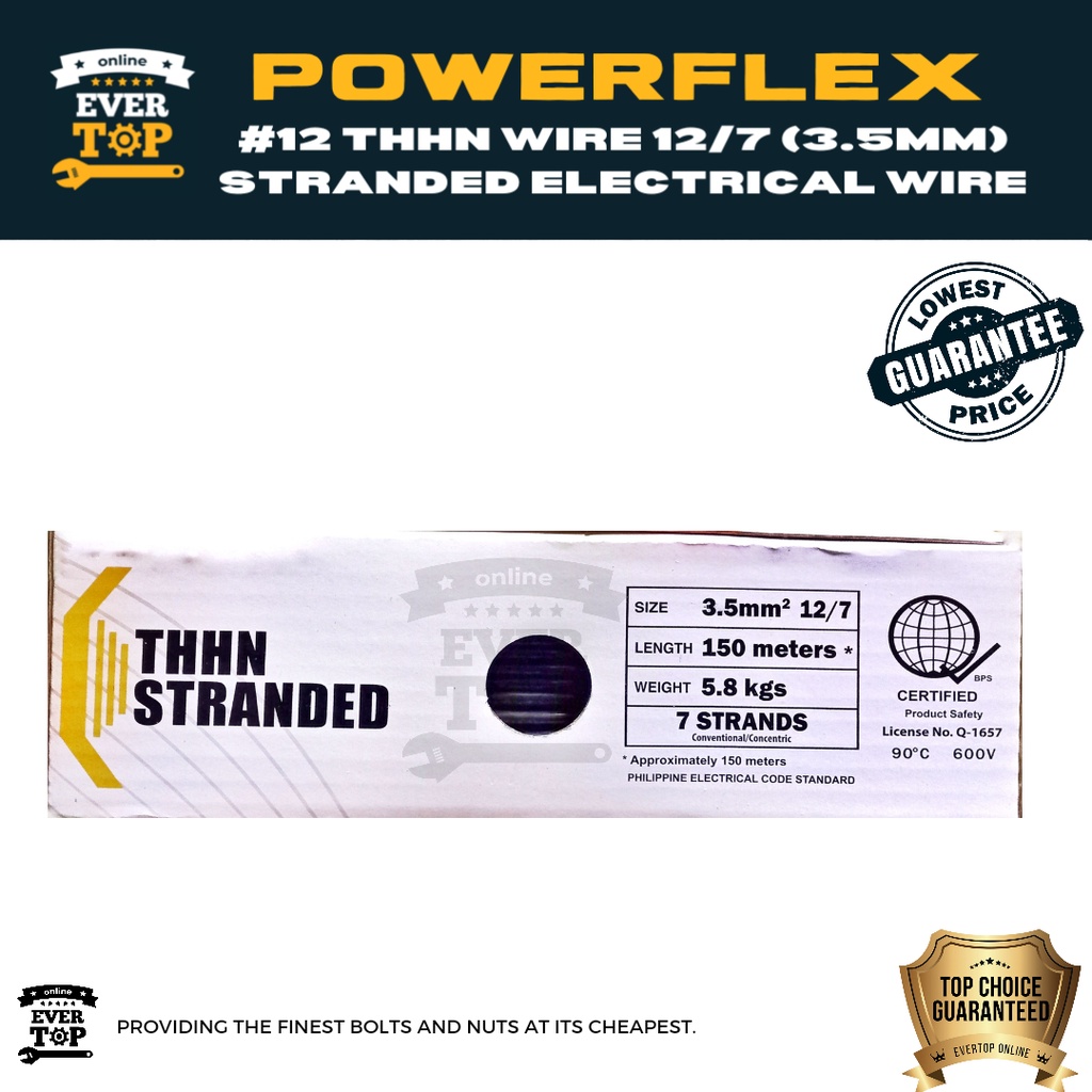 ORIGINAL 12/7 THHN 150 meters 3.5mm2 POWERFLEX STRANDED CABLE WIRE #12 ...