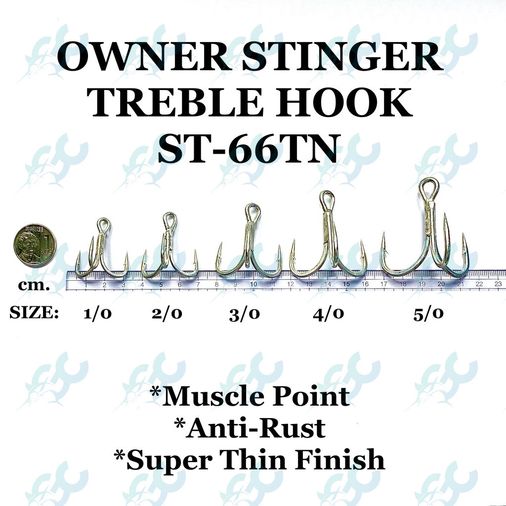 OWNER STINGER TREBLE HOOK ST-66TN 1/0 2/0 3/0 4/0 5/0