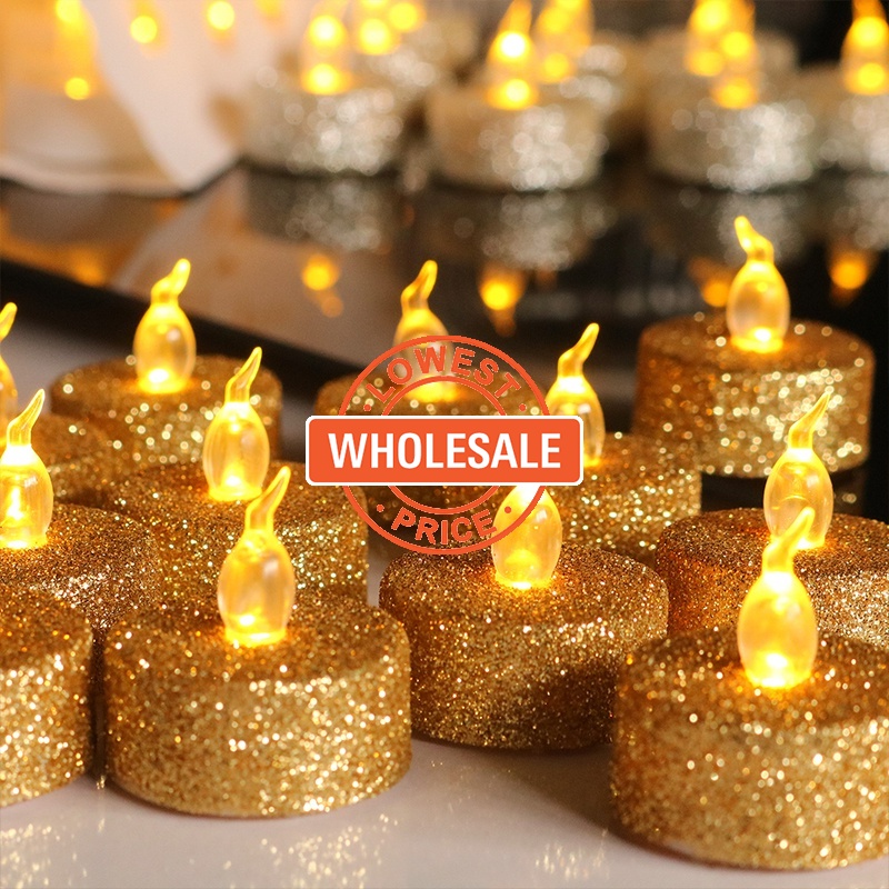 [Wholesale] Glitter Gold Silver Powder LED Candles Lights / Romantic