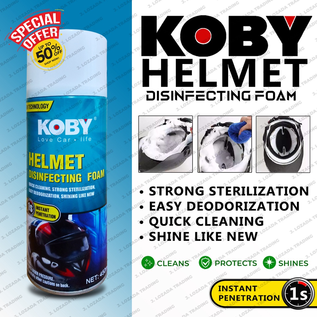 KOBY Disinfecting Foam Spray 450ml Helmet Cleaner / Riding Gear Cleaner / Helmet Deodorizer