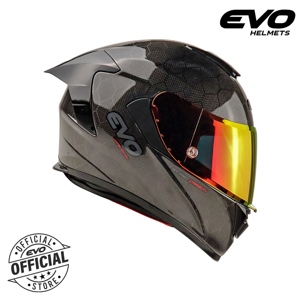 Evo Gt Pro Carbon Series Full Face Dual Visor Helmet With Free Clear