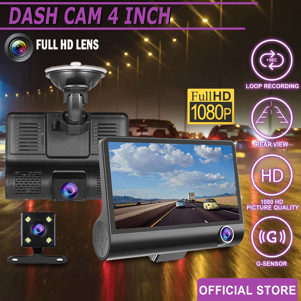 front rear and inside dash cam