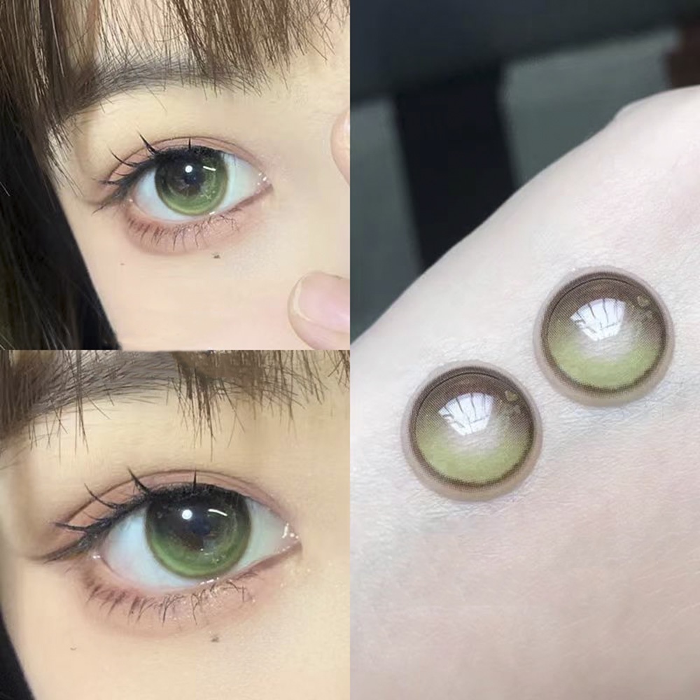 2pcs=1par Green Comstics Contact Lenses for Eyes with Grade 14.5mm ...
