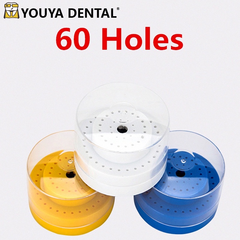 60 Holes Round Burs Storage Boxes Dental Burs Holder Block Case Box