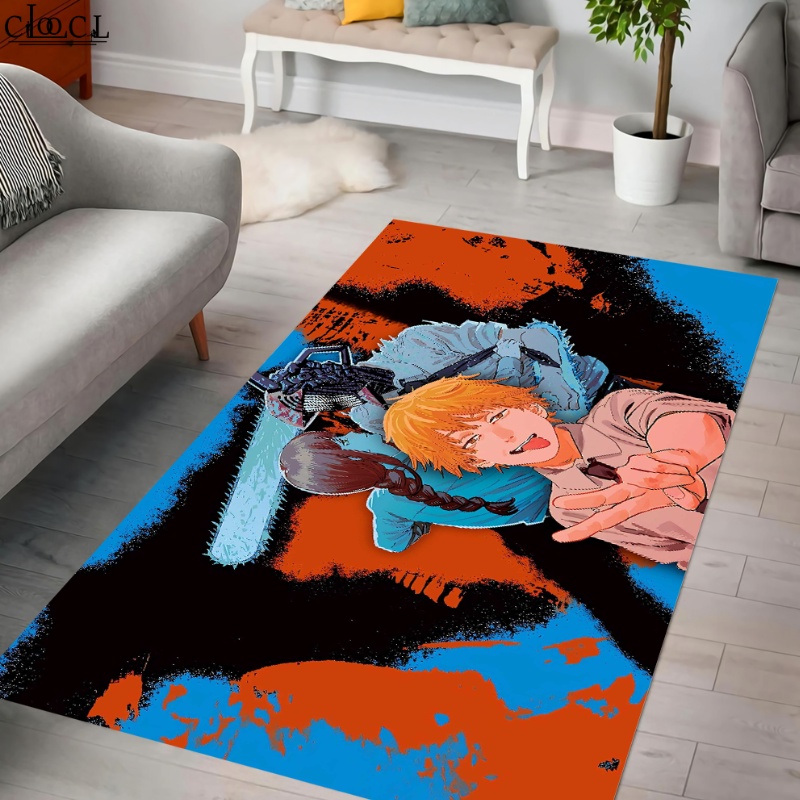 CLOOCL Anime Chainsaw Man Pattern Collection Flannel Rug for Living ...