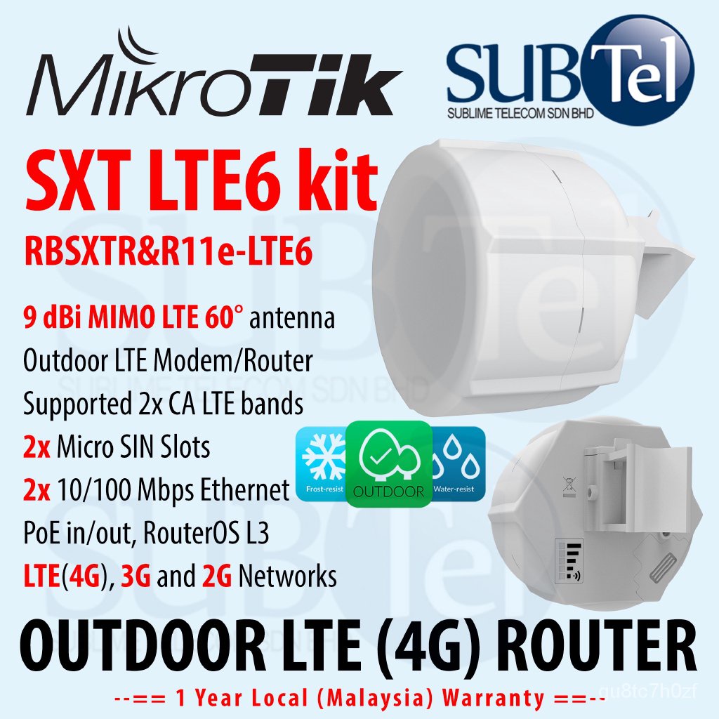 SCMR MikroTik SXT LTE6 kit RBSXTR&R11eLTE6 with 2G / 3G / 4G Router