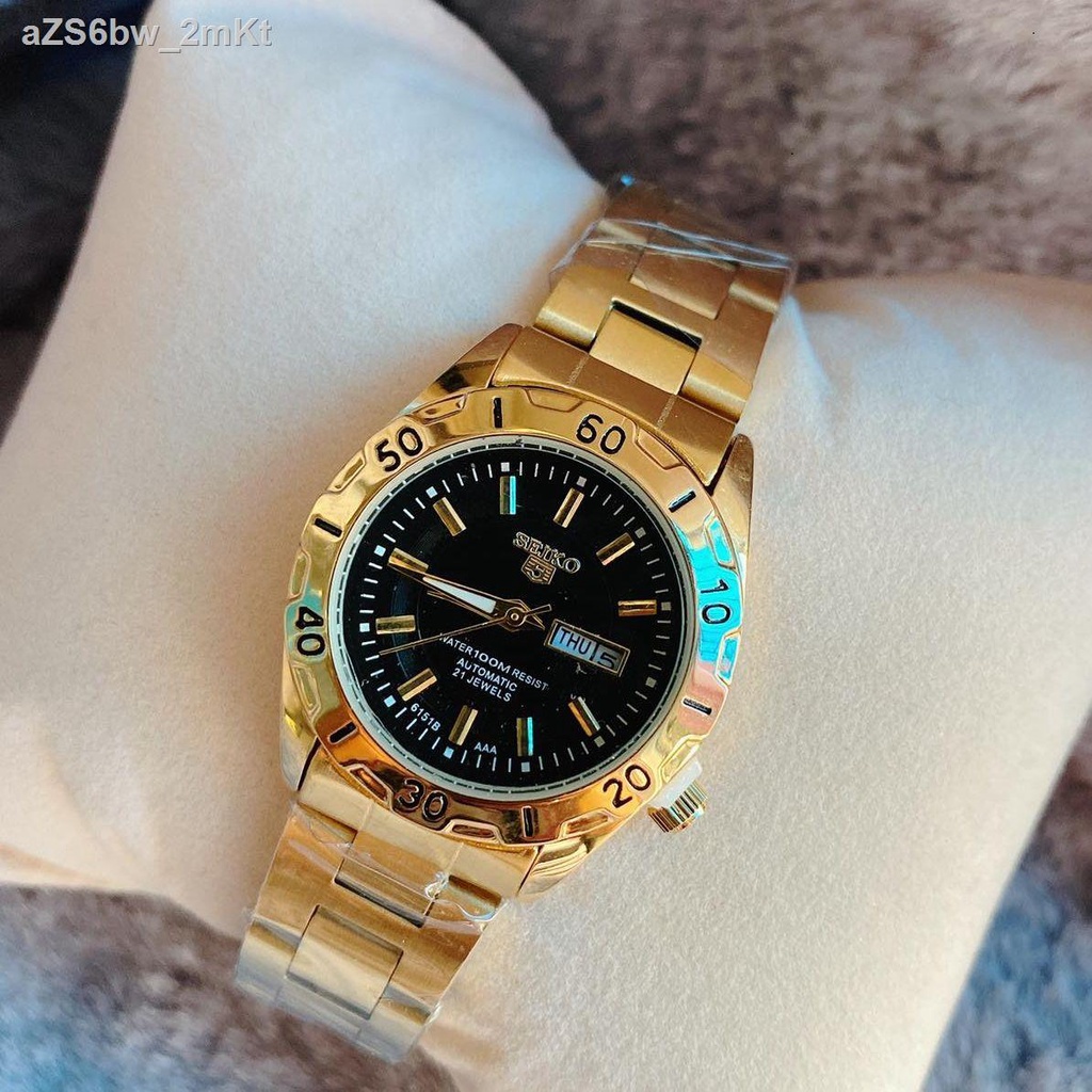 Gold seiko 5 automatic 21 outlet jewels