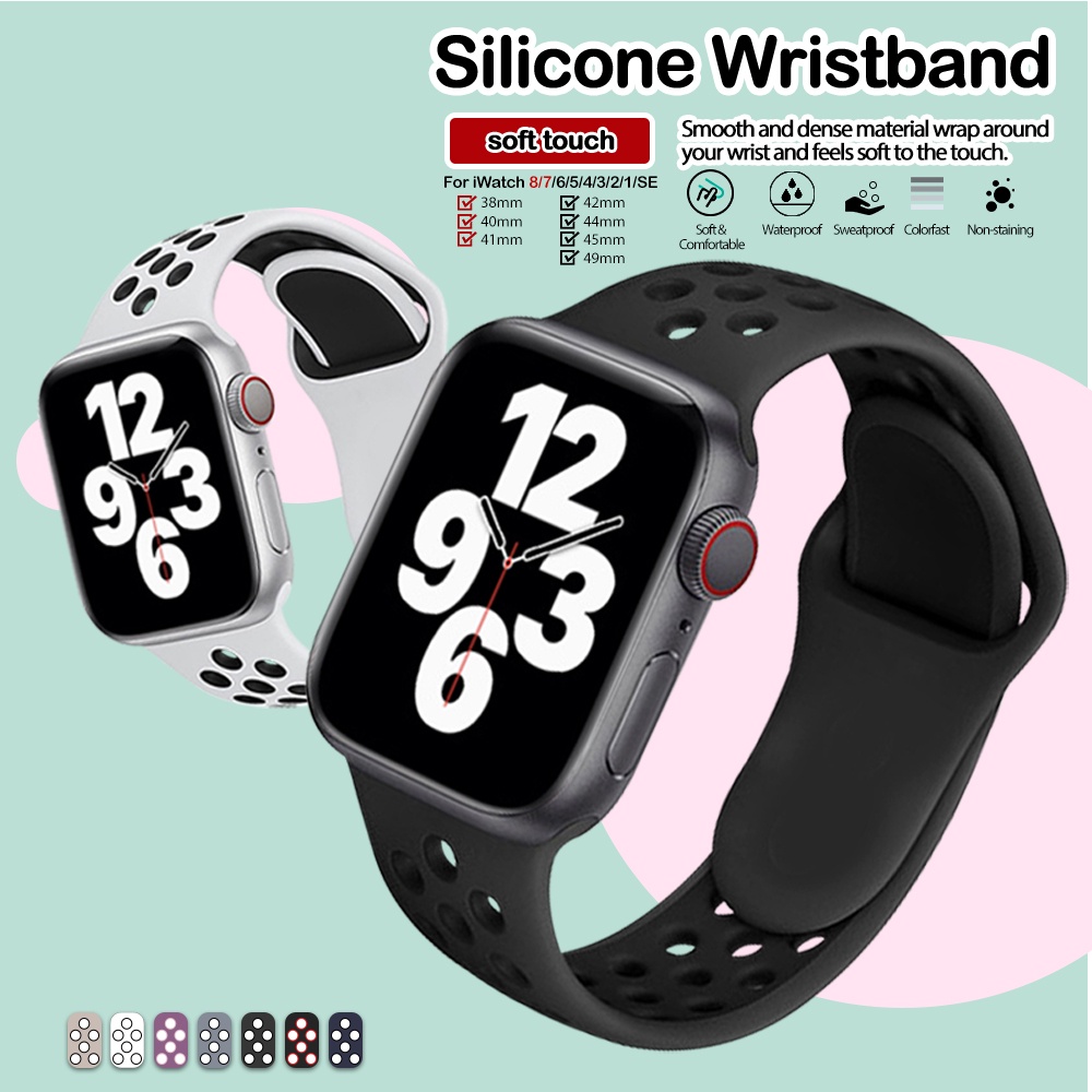 Silicone Sports Watch Band for iWatch Series 1 2 3 4 5 6 7 8 SE Rubber Strap 38 40 41 42 44 45 49mm Shopee Philippines