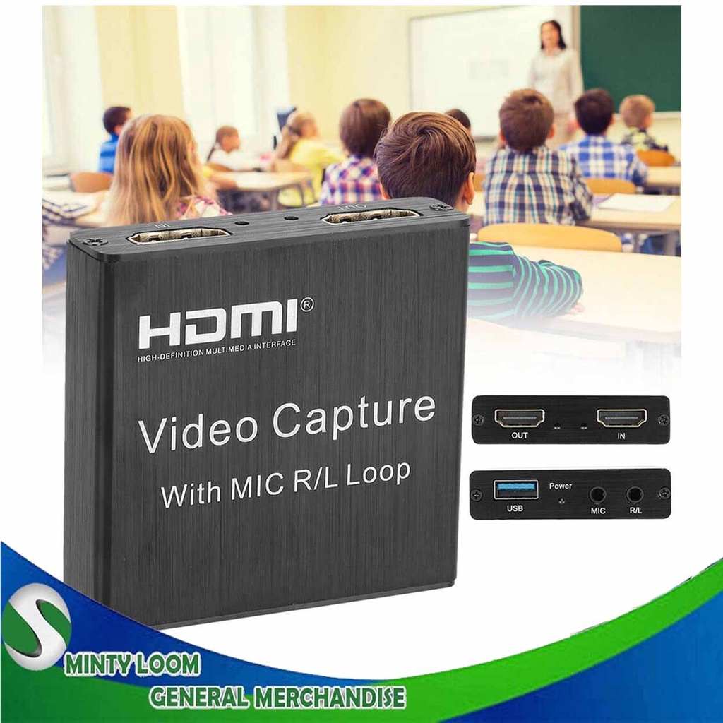 USB 1080P HDMI Game HD Video Capture Card Screen Record with Mic R/L ...