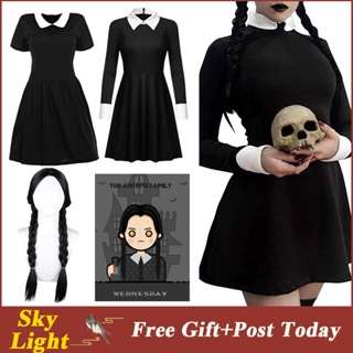 Wednesday Addams Costume For Women Girls Collar Black Dress Costume