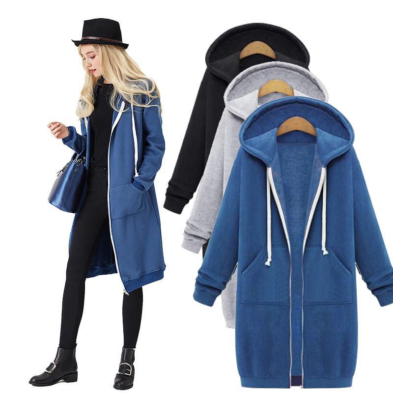 Long sweatshirt jacket womens on sale