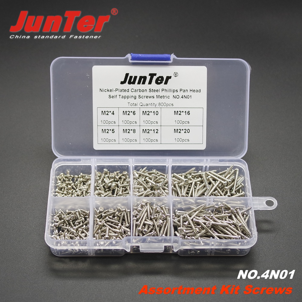 800Pcs/box Stainless Steel M2 Self Tapping Screw Assortment Kit Lock