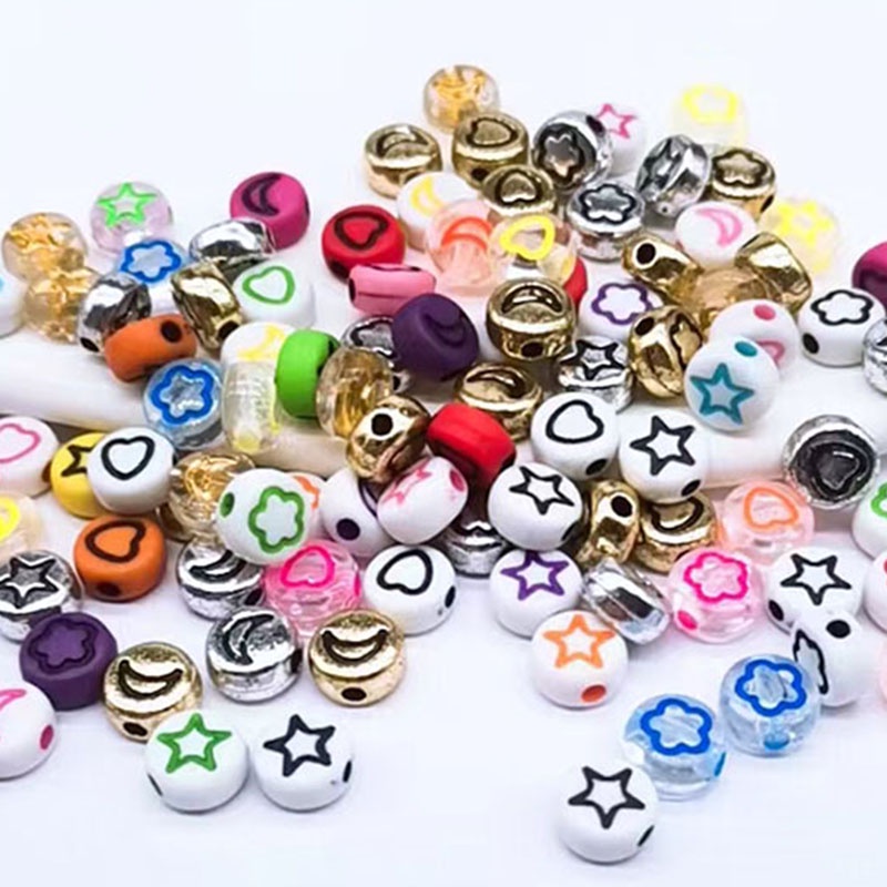 DIY Making 6MM 100 Pieces Plastic Alphabet Beads Acrylic Star Alphabet Beads Jewelry Shopee