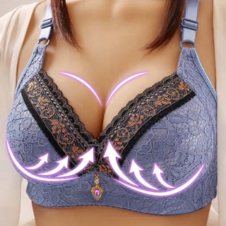 Women Soft Bra without Steel Ring Breathing Gathered Sexy Wide Shoulder Strap  Bra