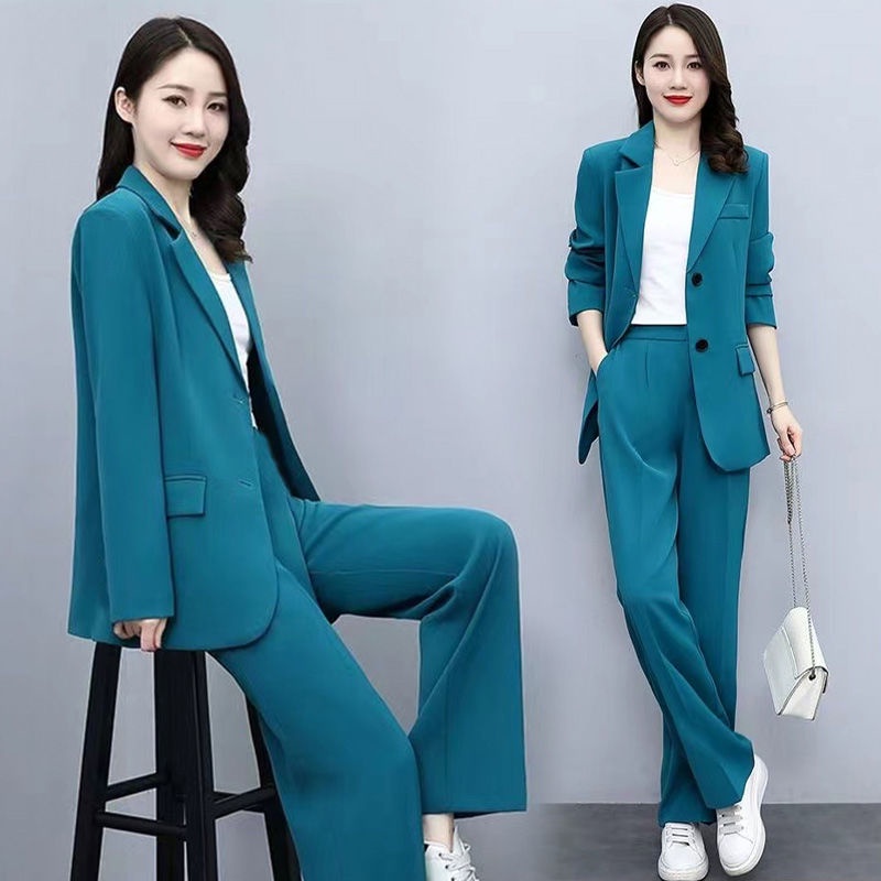 Suit 2022 Wide-Leg Pants Women New Style Two-Piece Single Professional ...