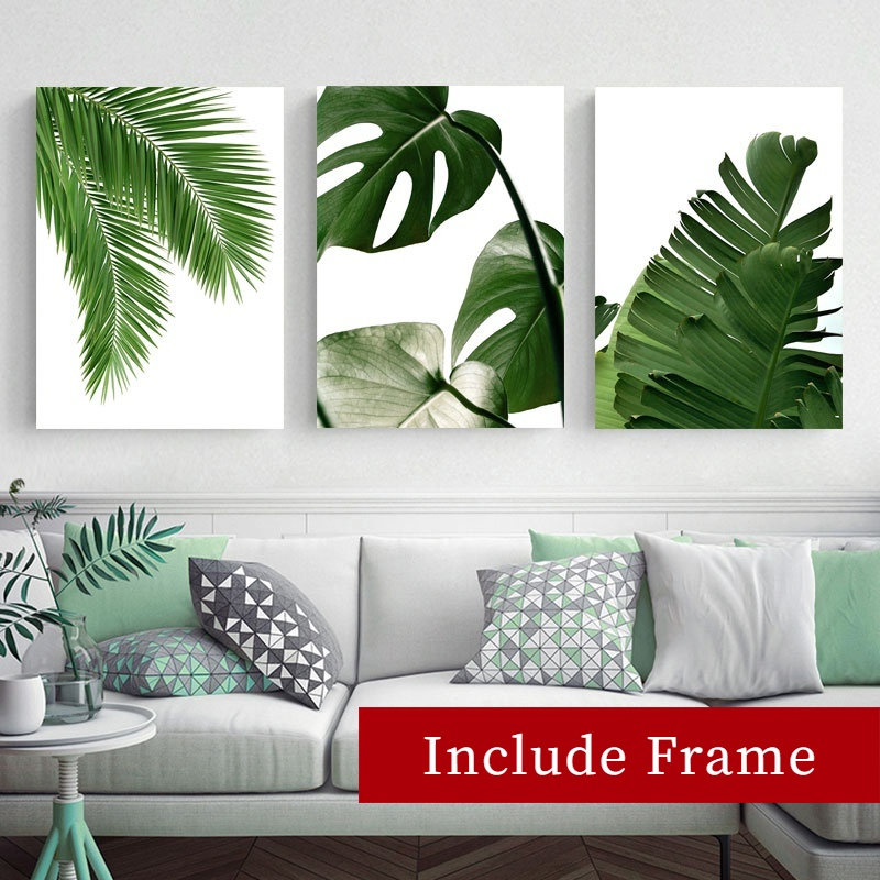 Green Tropical Leaves Wall Art Canvas Painting Plants Nordic Posters ...