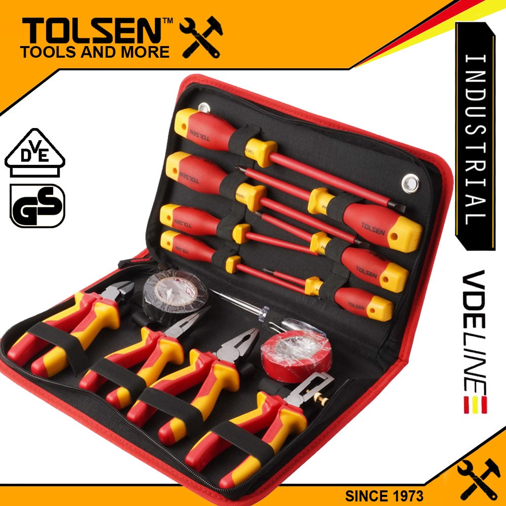 Tolsen Premium VDE 14pcs Insulated Hand Tools Set (w/ Case) GS Approved ...
