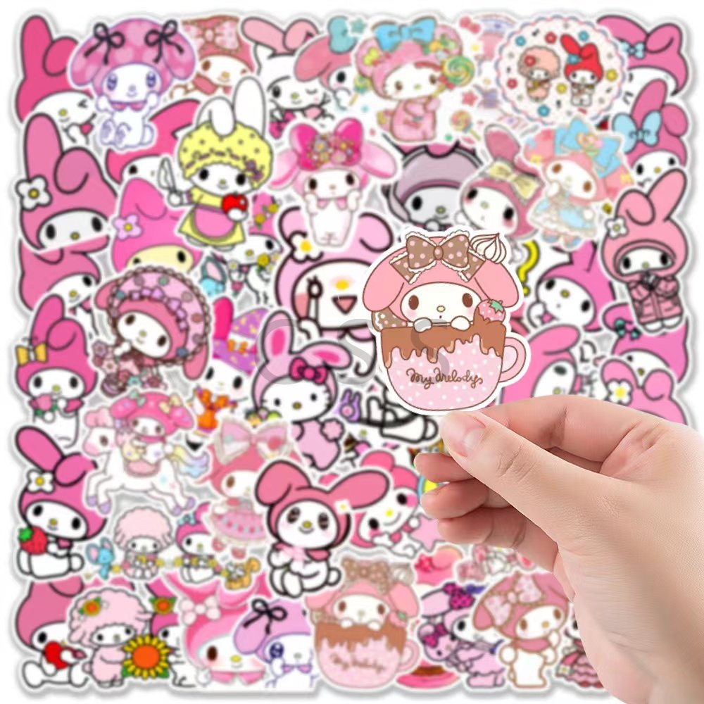 Css 100pcs Set Kuromi And Melody Waterproof Stickers Sanrio Cartoon