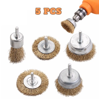 5pcs Wire Brush Wheel Set Rust Paint Cleaning Drill Bit Attachment