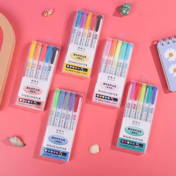 5Colors/Set ColorsMildliner Highlighter DoubleSided Highlither Marker Pen Shopee Philippines