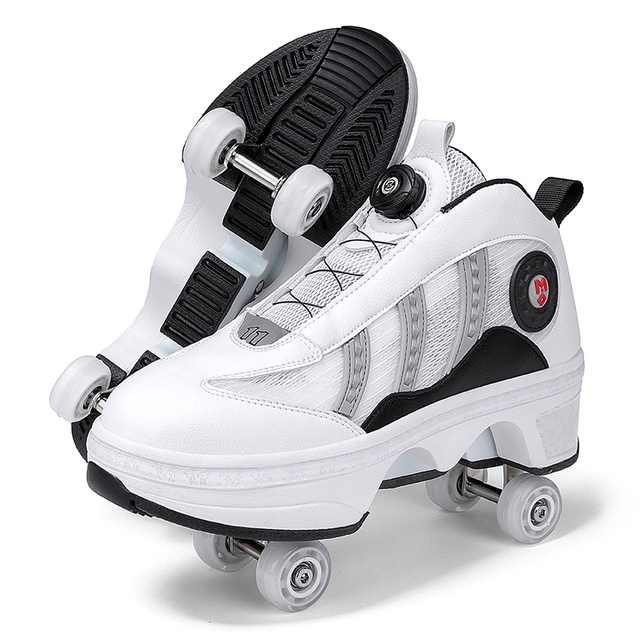 Parkour Shoes With Wheels Roller Skating Sneakers LED Light Roller