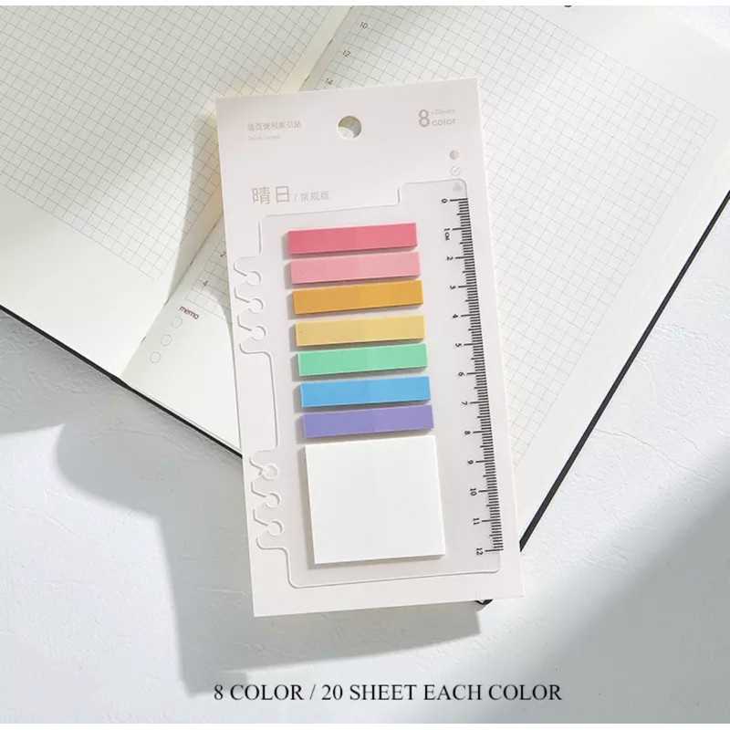 Colored Index Label Sticky Notes with Ruler | Shopee Philippines