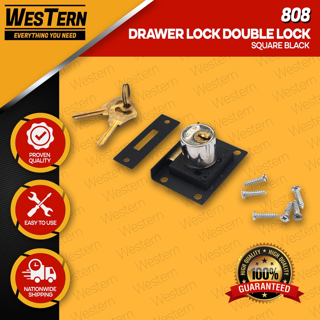 808 Drawer Lock Double Lock Square Black | Shopee Philippines
