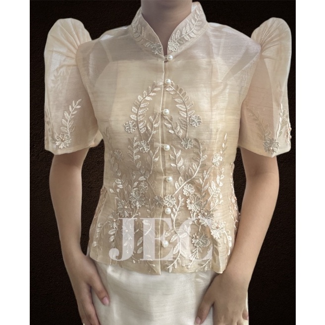 BOLERO FILIPINIANA CHINESE COLLAR WITH LACE | Shopee Philippines