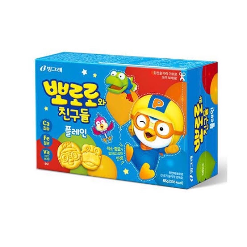 Korean Binggrae Pororo Biscuits (plain & Cheese Flavor) 