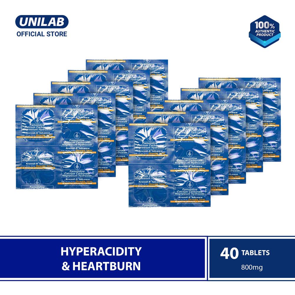 Unilab Kremil S Advance Antacid 40 Tablets For Faster And Lasting Relief Of Hyperacidity And