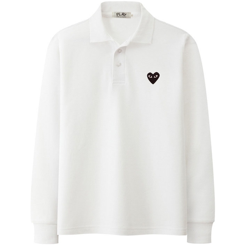 2024 Style Embroidery Black Heart PLAY CDG Men Long Sleeve Polo shirt