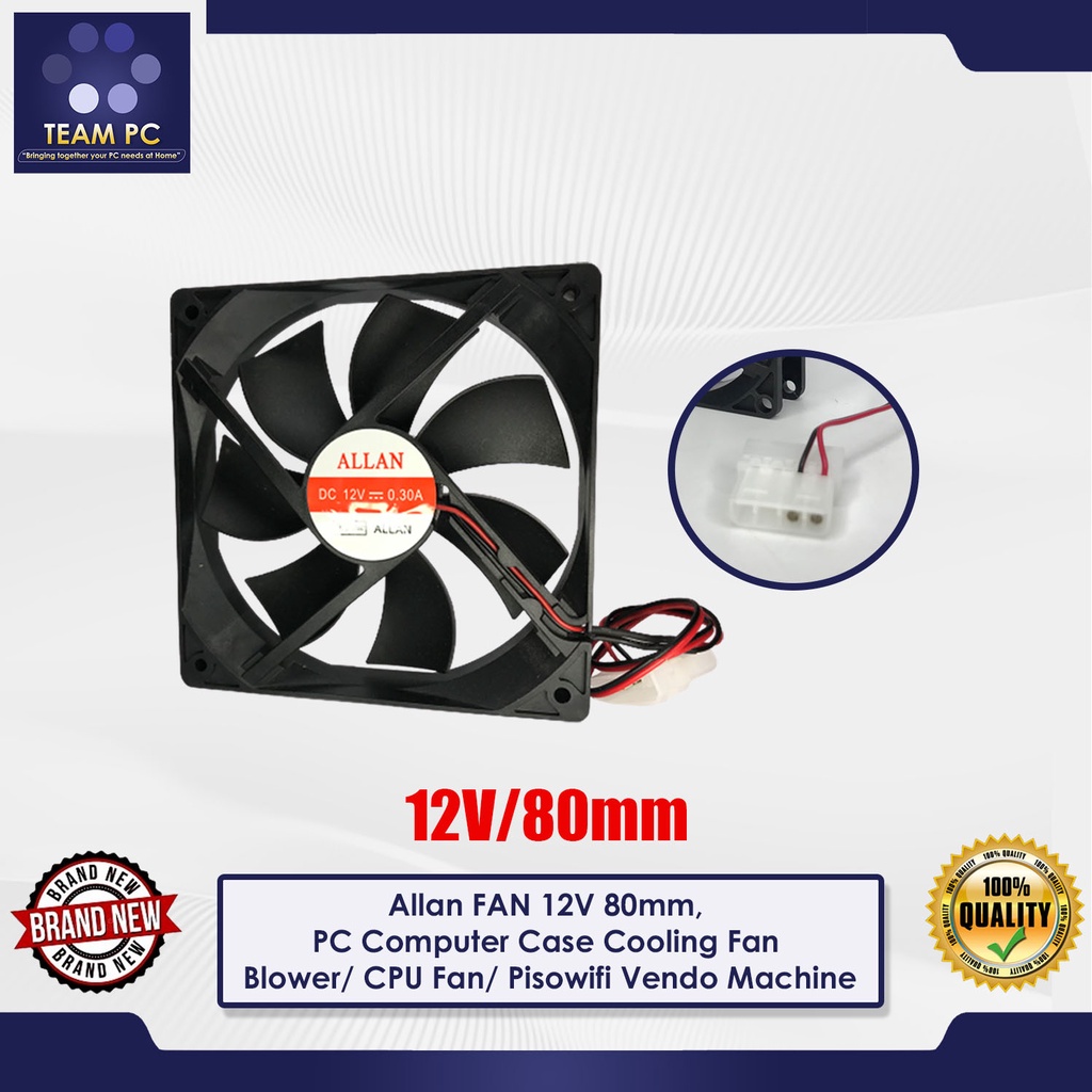 Allan FAN 12V 80mm, PC Computer Case Cooling Fan Blower/ CPU Fan ...
