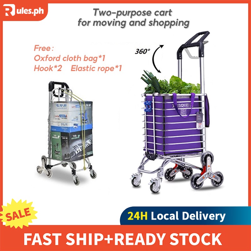 Rules Grocery Shopping Cart Foldable Trolley Cart Push Cart Trolley Two