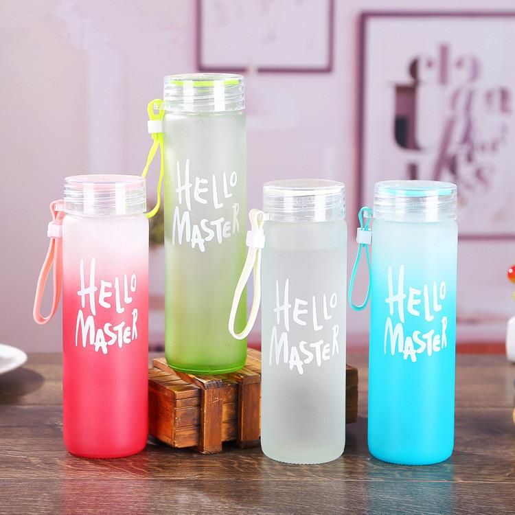 Rich 480ml Portable Gradient Color Frosted Water Tumbler Bottle Hello ...