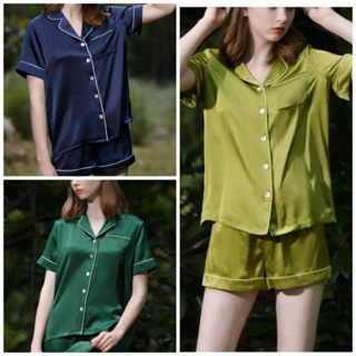 Korean silk short sleeve plain comfortable terno pajamas/sleepwear for women  plug size