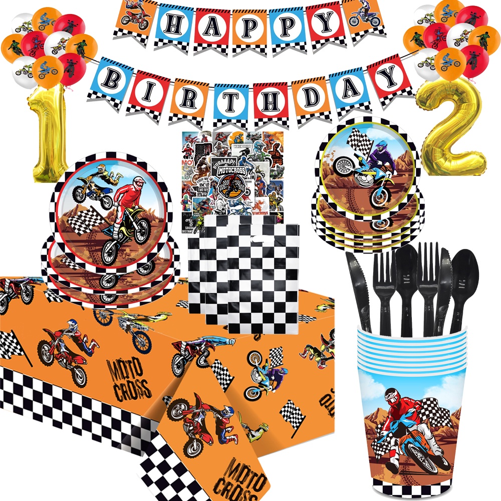 Dirt Bike Birthday Party Supplies Motorcycle Theme Party Plates Napkin