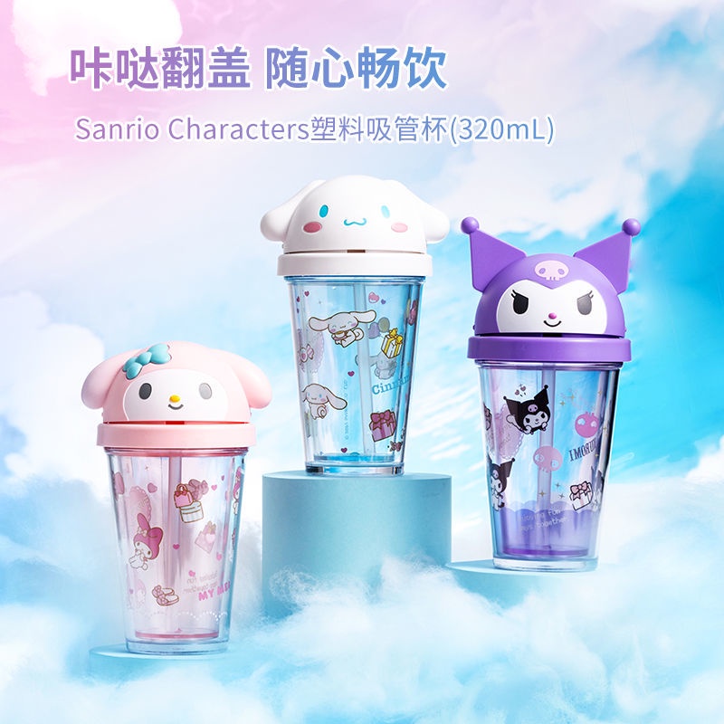 Cinnamoroll Water Cup Tumbler Big Ear Plastic Straw Flip Kuromi Large ...