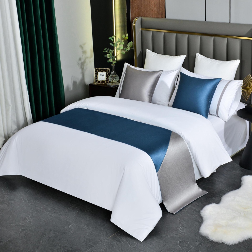 Solid 1 Piece Hotel Bed Runner Scarf Protector for Queen/King Size ...