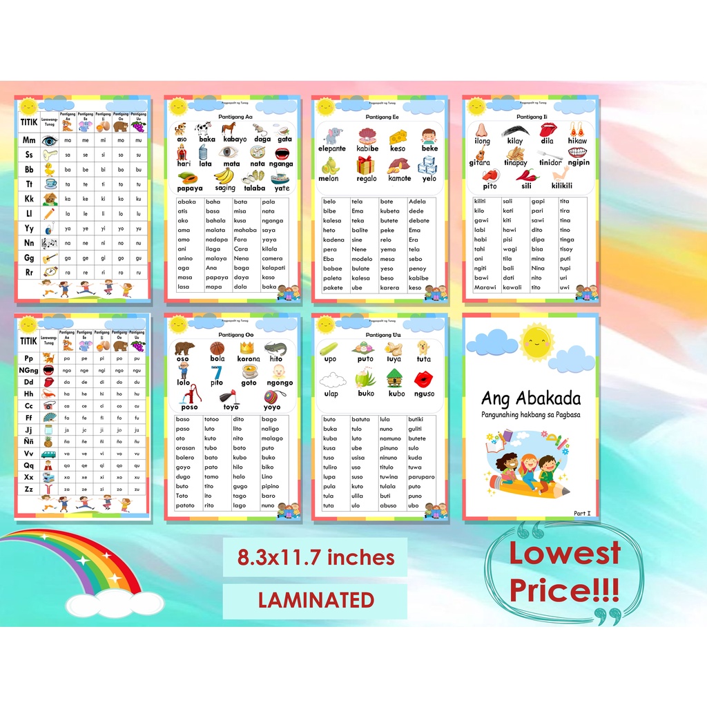 Unang Hakbang Sa Pagbasa Educational Charts Complete Set Shopee