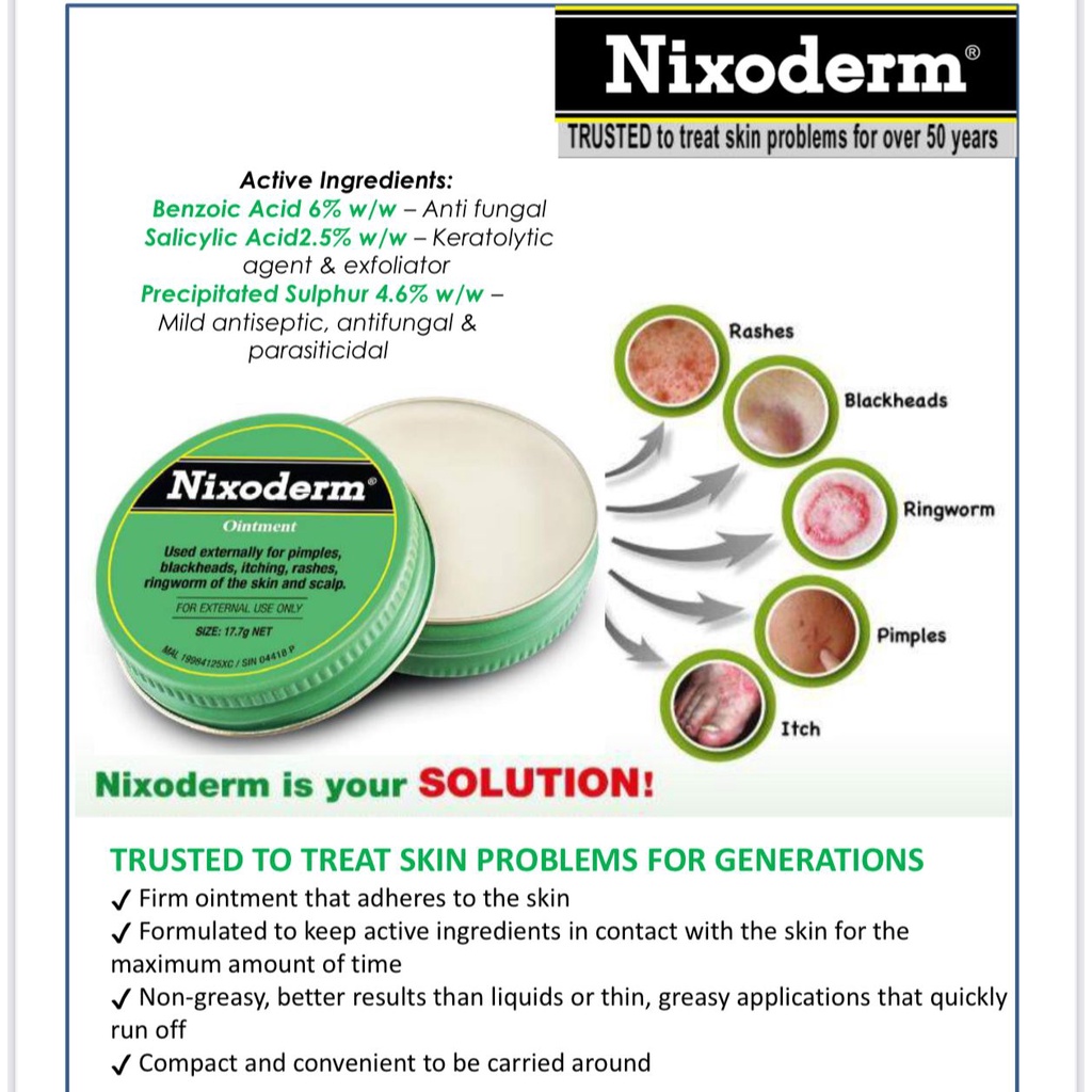 Nixoderm Ointment (5.34g , 17.7g) Ointment for Skin Allergy | Shopee ...