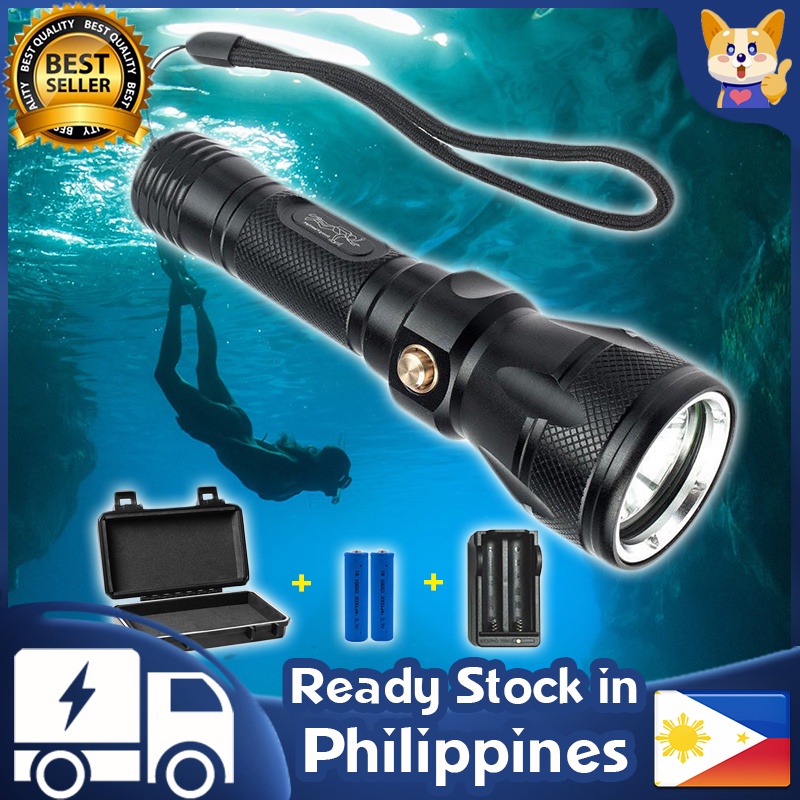 Diving Flashlight Underwater 100M Depth Torch Lamp Shopee Philippines
