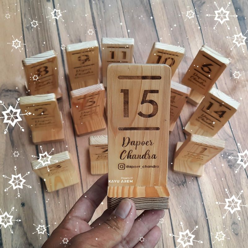 KAYU Dutch Teak Wood Table Numbers | Custom Logo Resettoran Cafe Number ...