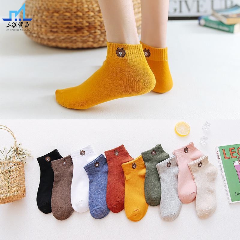 【37】Set of 10 Pair Printed Bear Ankle Socks Couple Socks Unisex Fashion ...