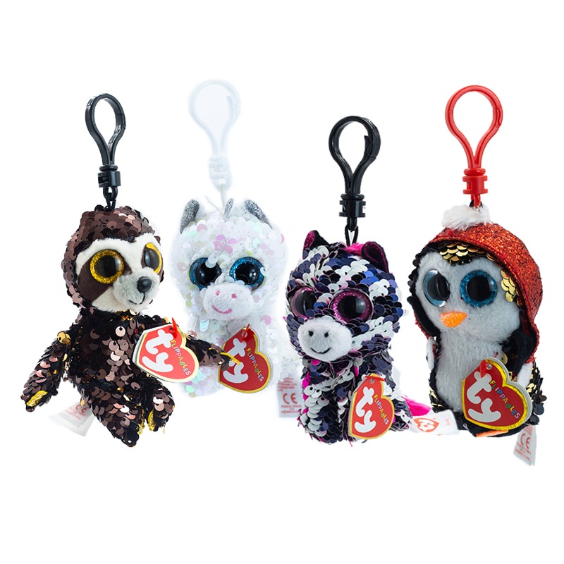 Ty Beanie Boos Big Eyes Keychain Sequins Pendant Unicorn Sloth Penguin ...