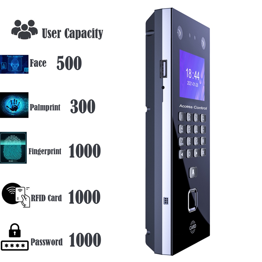 Face Recognition Access Control Facial Detection Door Lock Fingerprint ...
